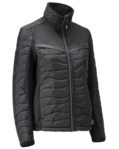 Black Coloured Mascot Workwear Womens Customized Thermal Jacket on white background 