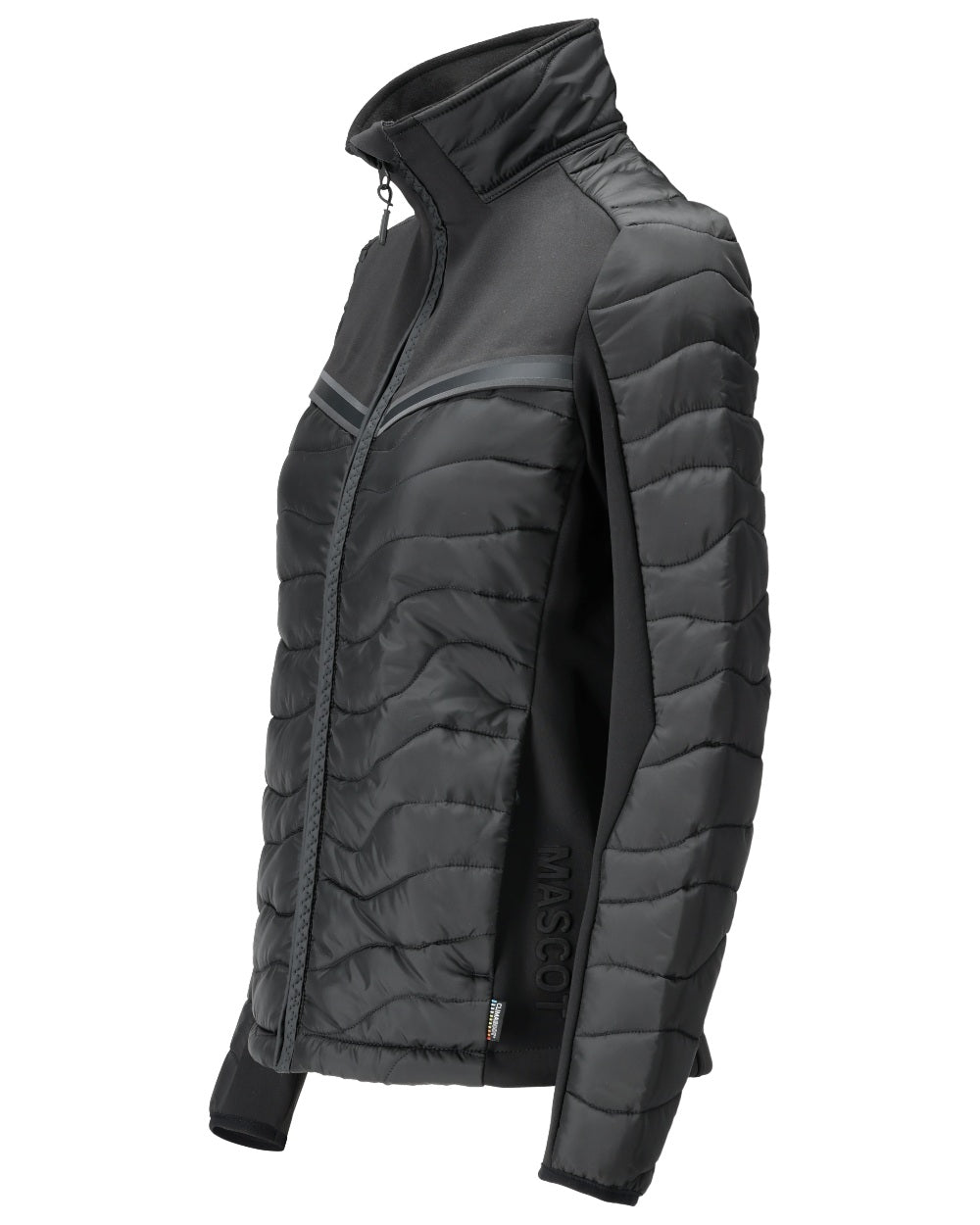 Black Coloured Mascot Workwear Womens Customized Thermal Jacket on white background 