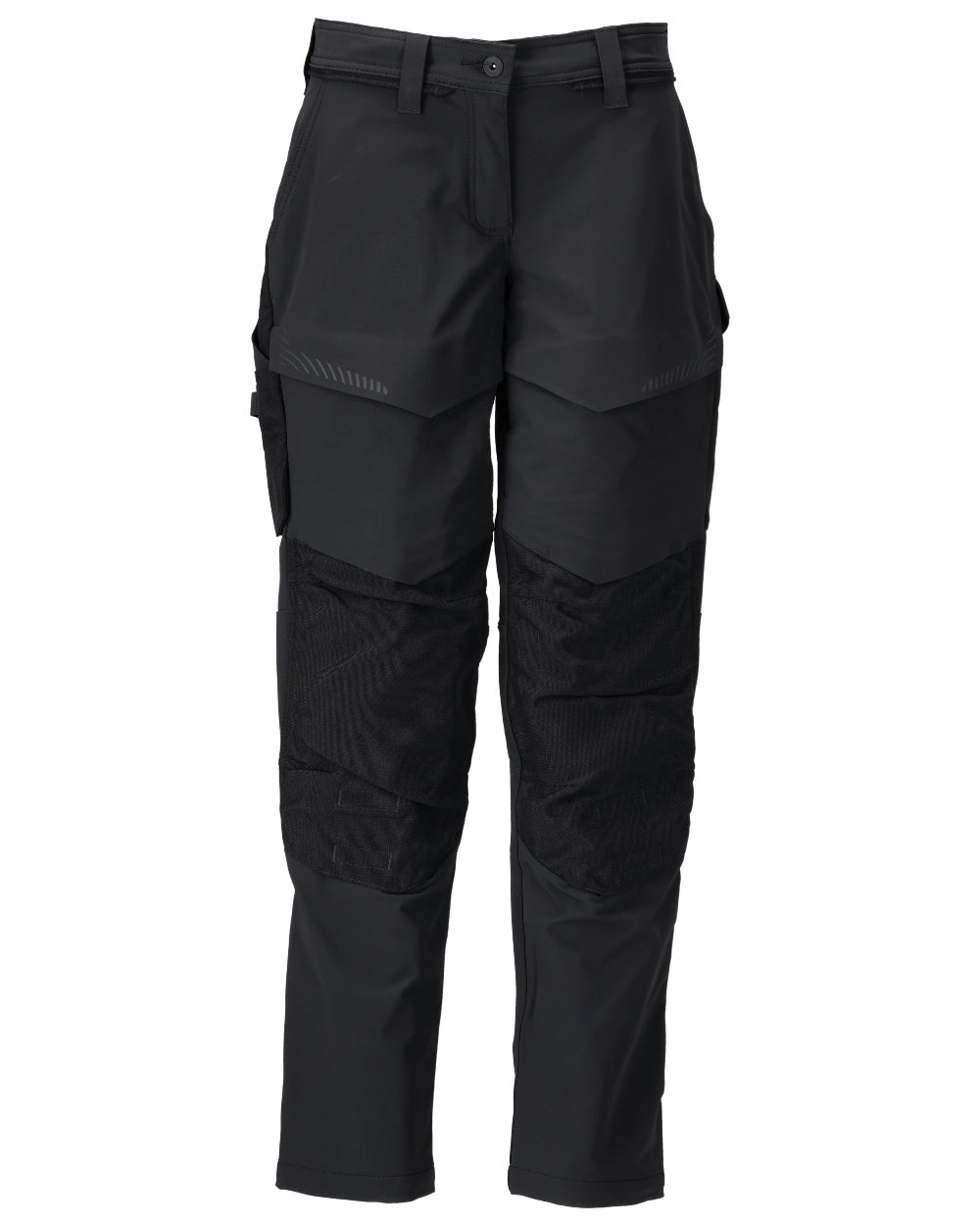 Black Coloured Mascot Workwear Womens Customized Trousers With Kneepad Pockets on white background 