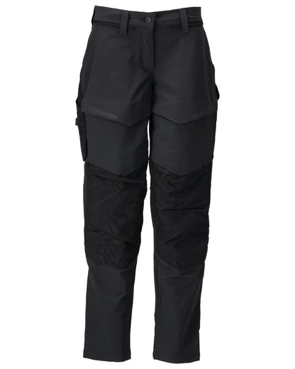 Black Coloured Mascot Workwear Womens Customized Trousers With Kneepad Pockets on white background 