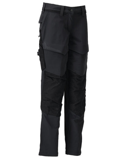Black Coloured Mascot Workwear Womens Customized Trousers With Kneepad Pockets on white background 