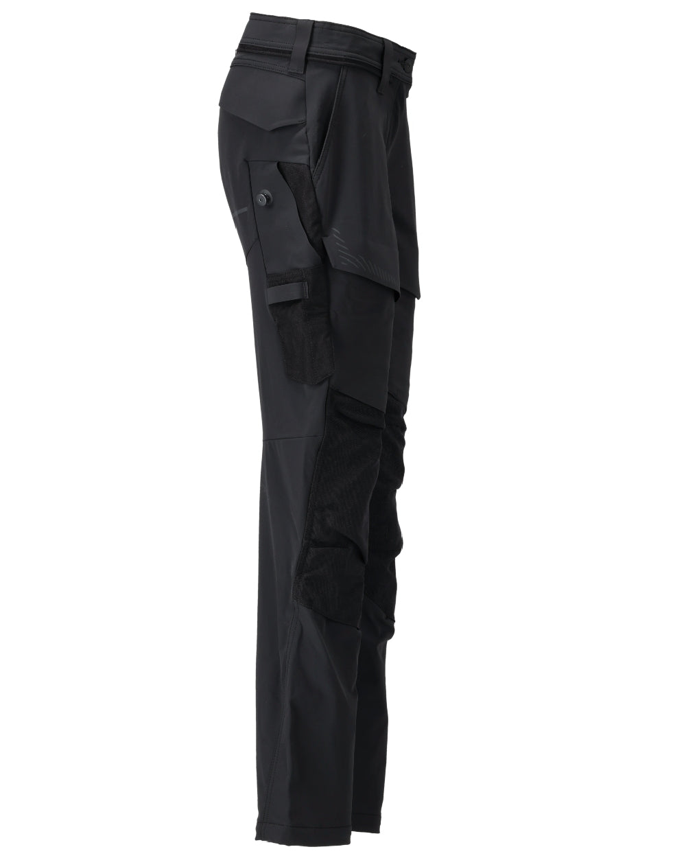 Black Coloured Mascot Workwear Womens Customized Trousers With Kneepad Pockets on white background 