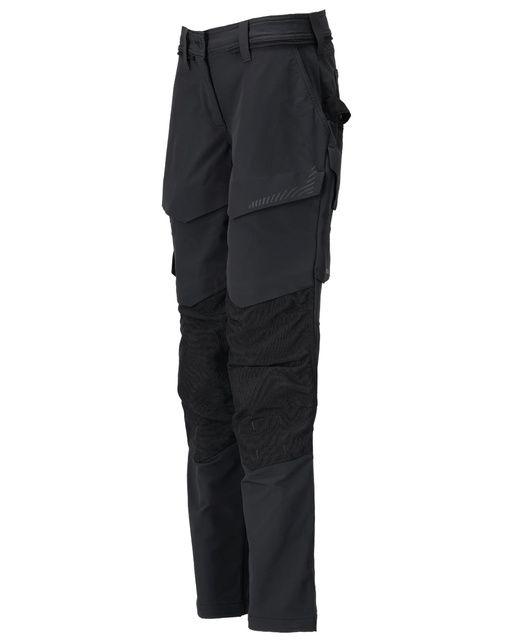 Black Coloured Mascot Workwear Womens Customized Trousers With Kneepad Pockets on white background 
