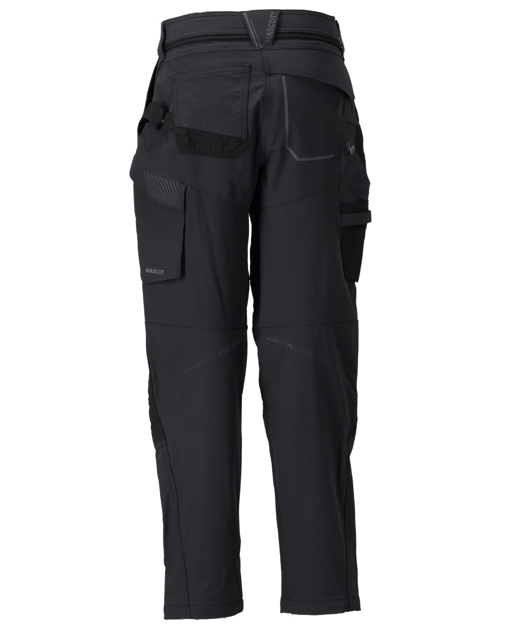 Black Coloured Mascot Workwear Womens Customized Trousers With Kneepad Pockets on white background 