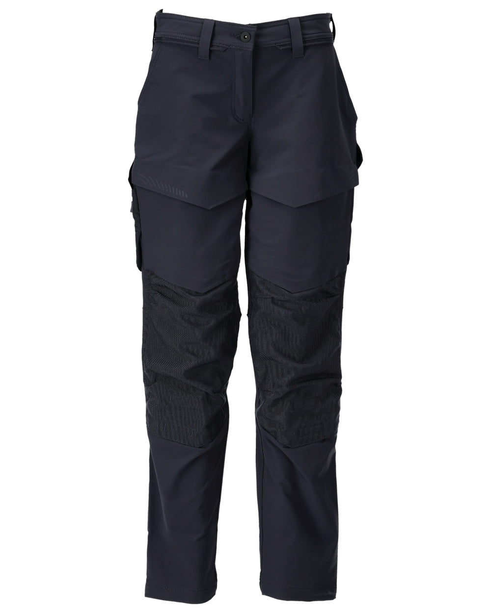 Dark Navy Coloured Mascot Workwear Womens Customized Trousers With Kneepad Pockets on white background 