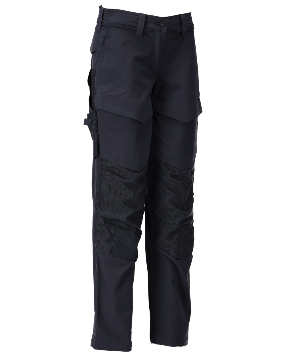 Dark Navy Coloured Mascot Workwear Womens Customized Trousers With Kneepad Pockets on white background 