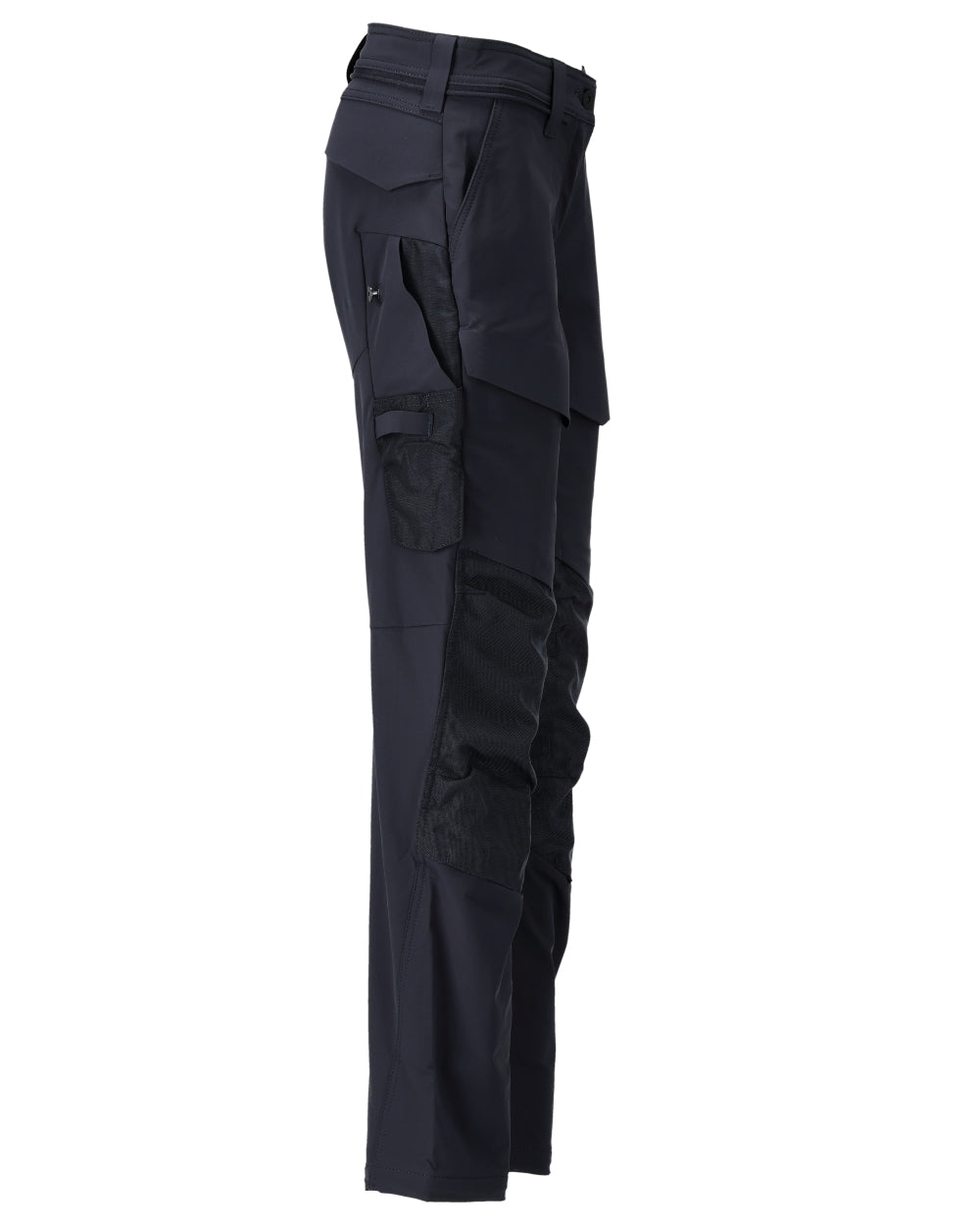 Dark Navy Coloured Mascot Workwear Womens Customized Trousers With Kneepad Pockets on white background 