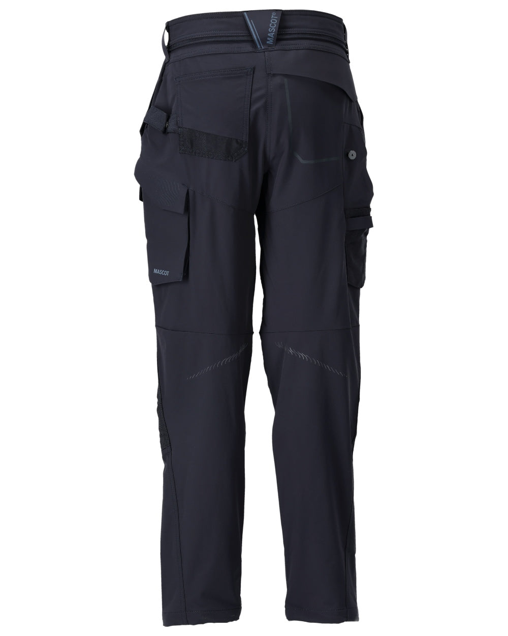Dark Navy Coloured Mascot Workwear Womens Customized Trousers With Kneepad Pockets on white background 