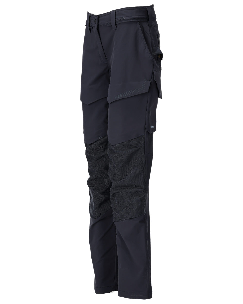 Dark Navy Coloured Mascot Workwear Womens Customized Trousers With Kneepad Pockets on white background 