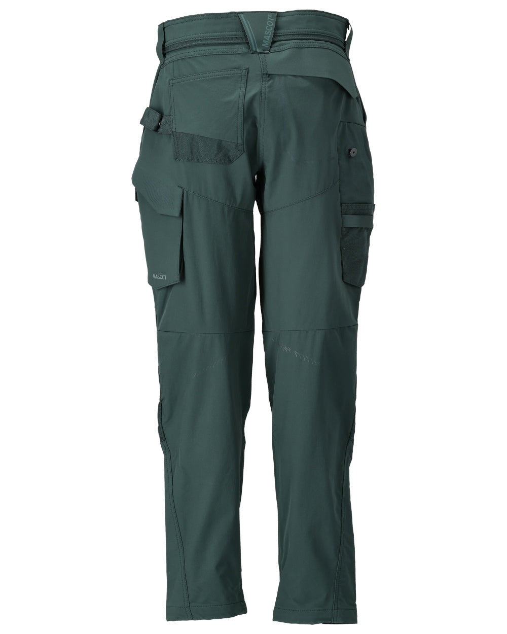 Forest Green Coloured Mascot Workwear Womens Customized Trousers With Kneepad Pockets on white background 