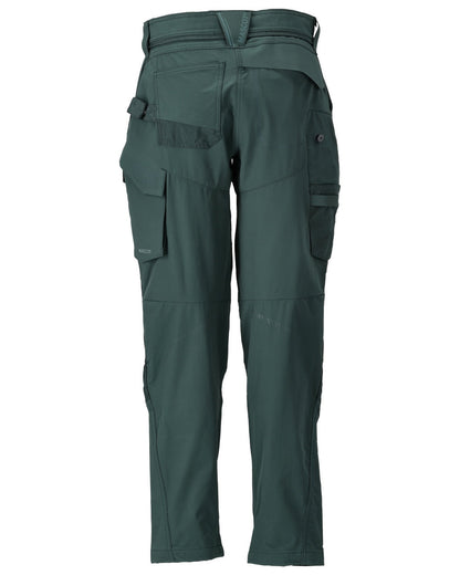 Forest Green Coloured Mascot Workwear Womens Customized Trousers With Kneepad Pockets on white background 