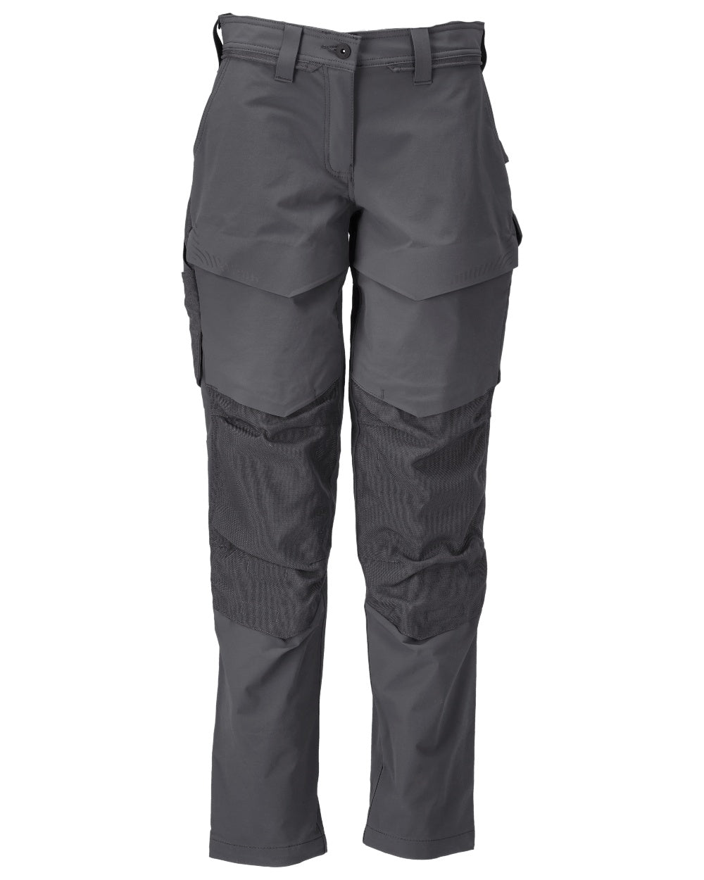 Stone Grey Coloured Mascot Workwear Womens Customized Trousers With Kneepad Pockets on white background 