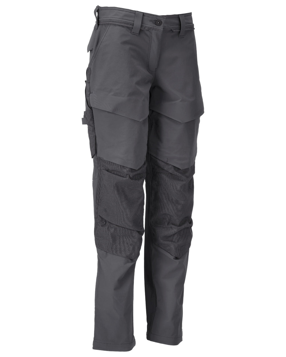 Stone Grey Coloured Mascot Workwear Womens Customized Trousers With Kneepad Pockets on white background 