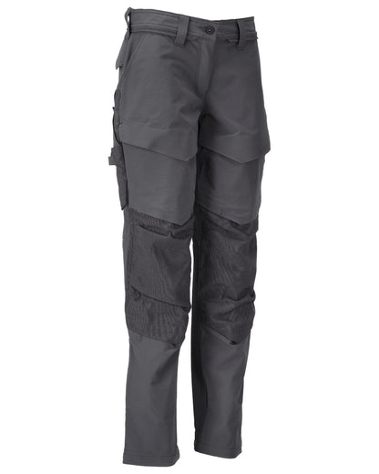 Stone Grey Coloured Mascot Workwear Womens Customized Trousers With Kneepad Pockets on white background 