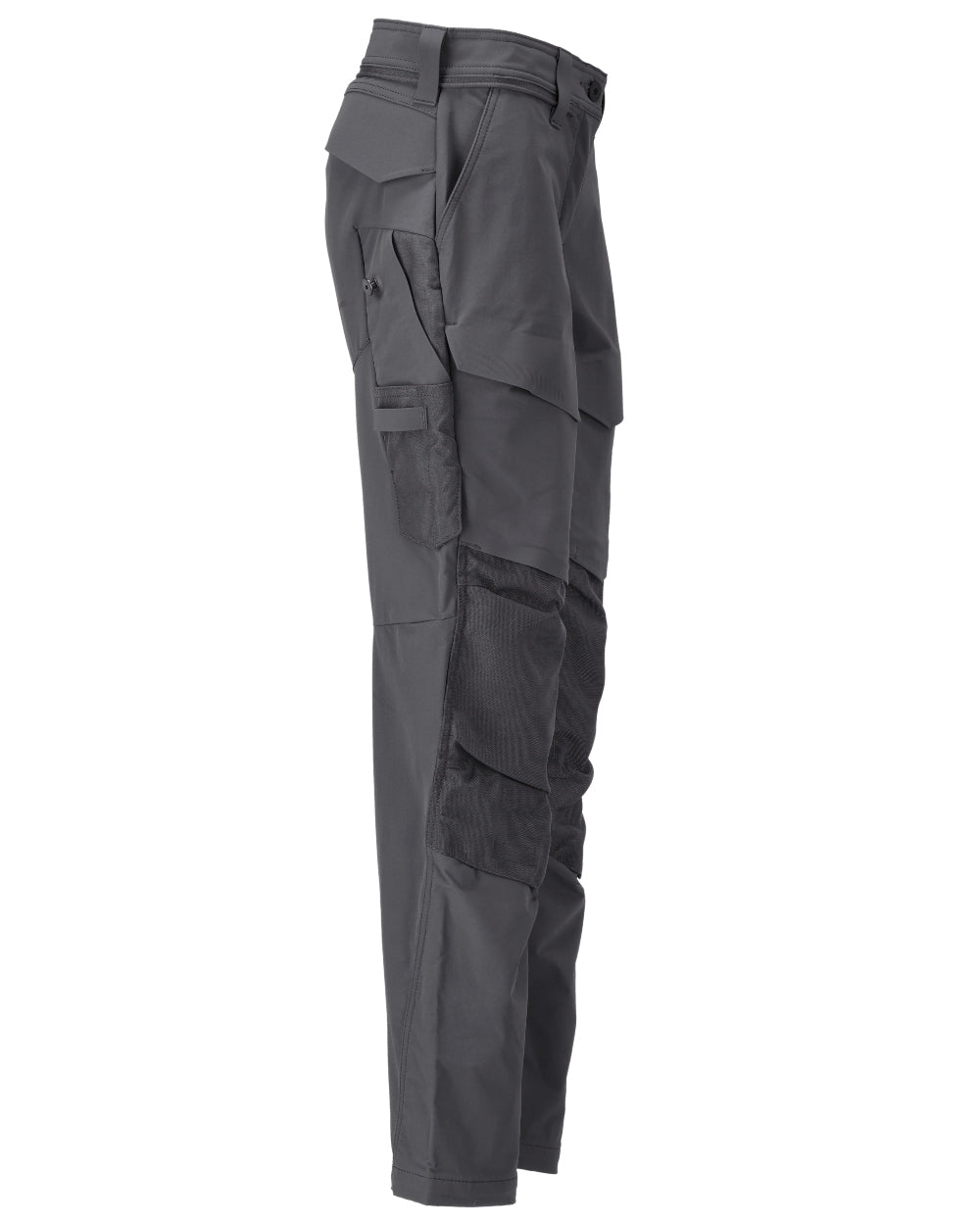 Stone Grey Coloured Mascot Workwear Womens Customized Trousers With Kneepad Pockets on white background 
