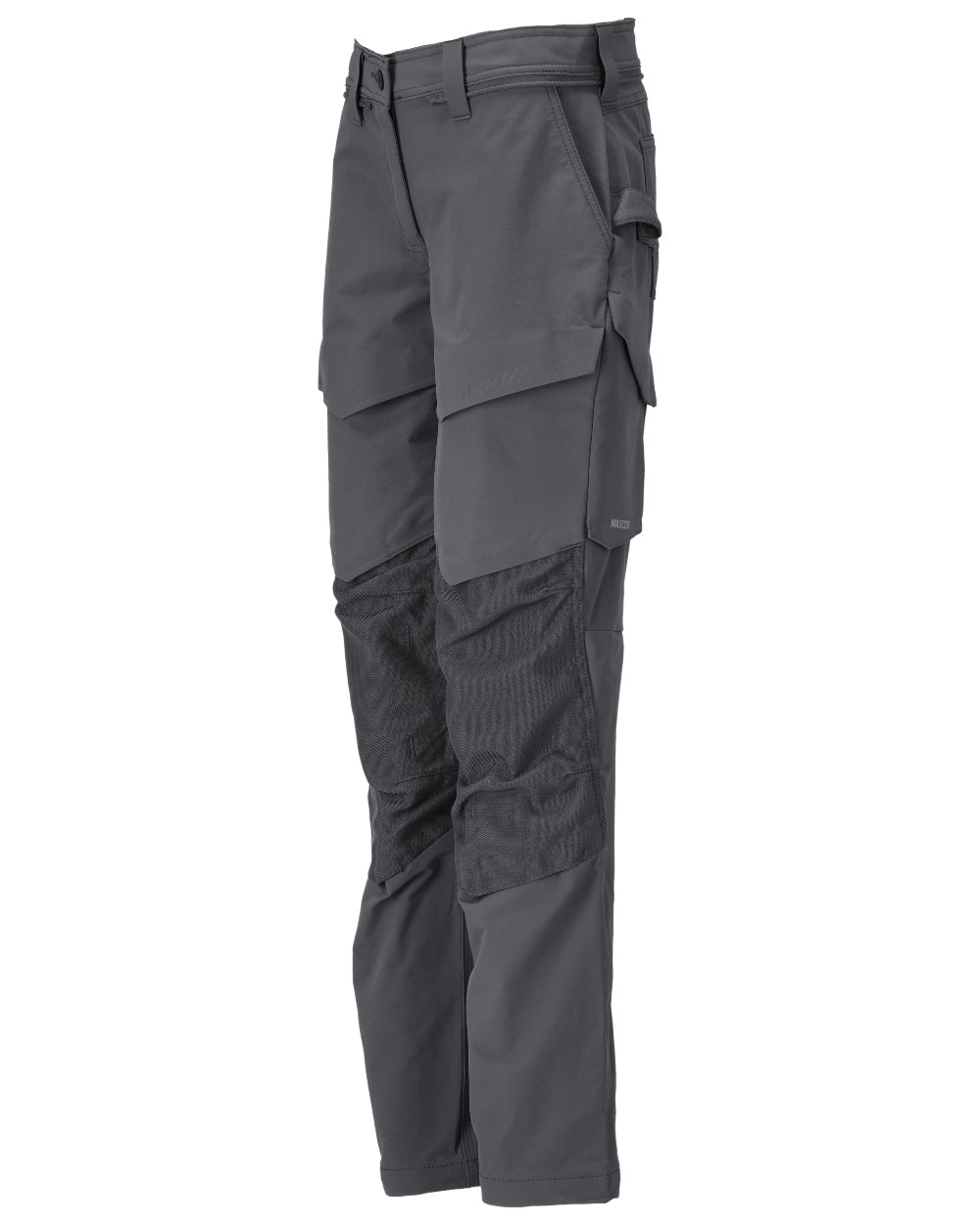 Stone Grey Coloured Mascot Workwear Womens Customized Trousers With Kneepad Pockets on white background 