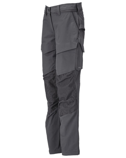 Stone Grey Coloured Mascot Workwear Womens Customized Trousers With Kneepad Pockets on white background 