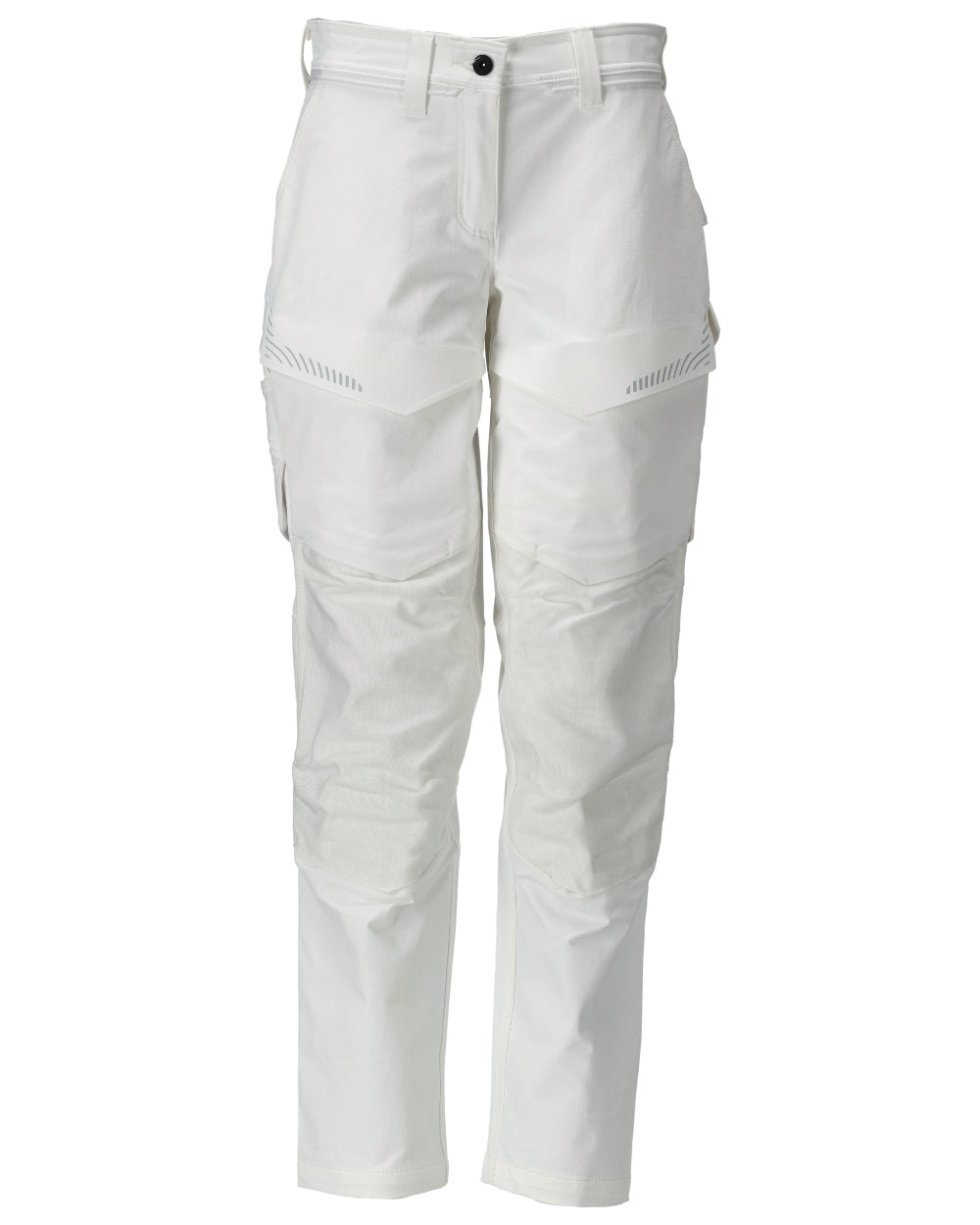 White Coloured Mascot Workwear Womens Customized Trousers With Kneepad Pockets on white background 