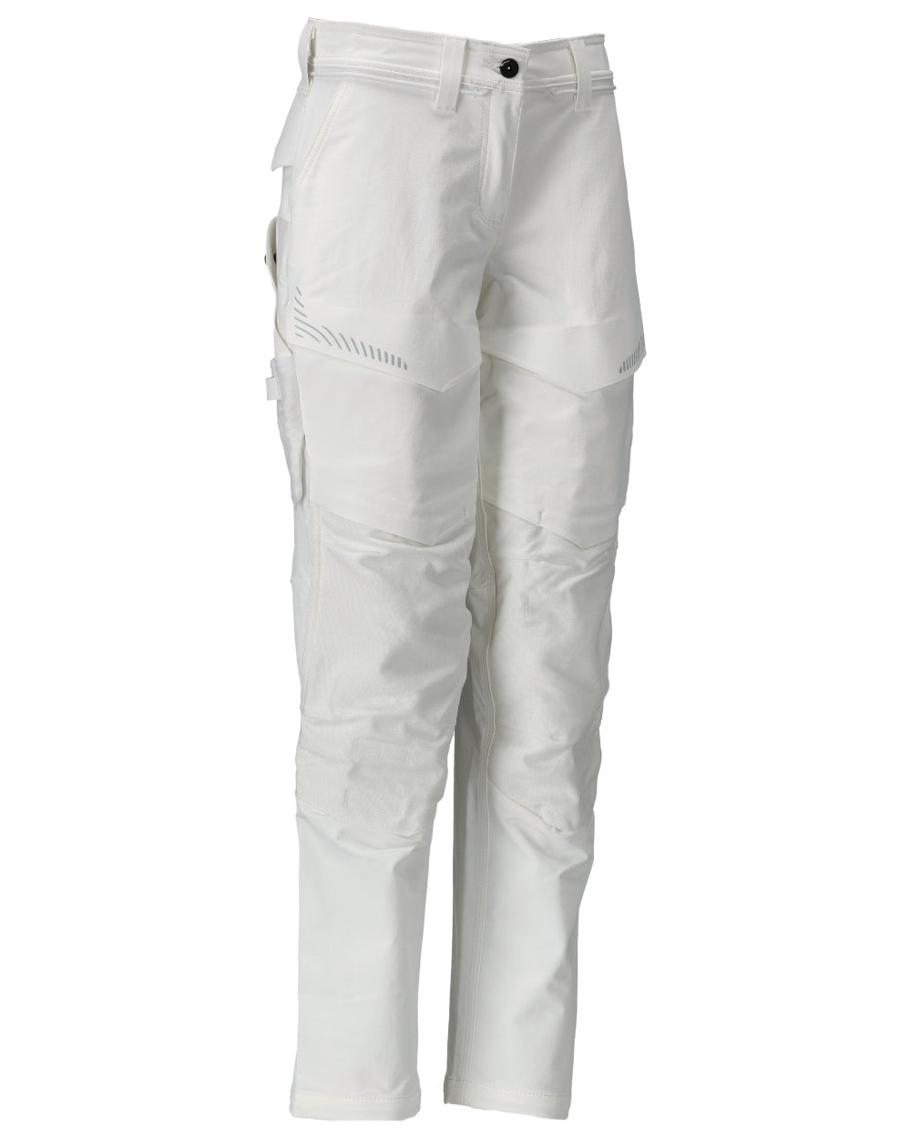 White Coloured Mascot Workwear Womens Customized Trousers With Kneepad Pockets on white background 