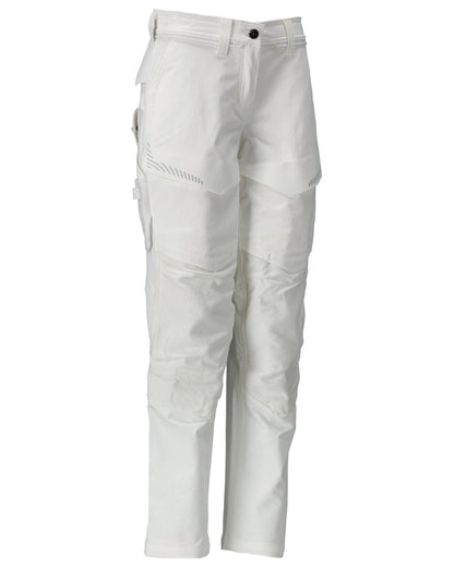 White Coloured Mascot Workwear Womens Customized Trousers With Kneepad Pockets on white background 