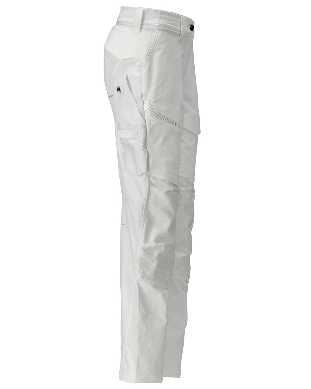White Coloured Mascot Workwear Womens Customized Trousers With Kneepad Pockets on white background 