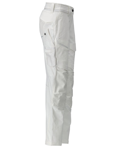 White Coloured Mascot Workwear Womens Customized Trousers With Kneepad Pockets on white background 