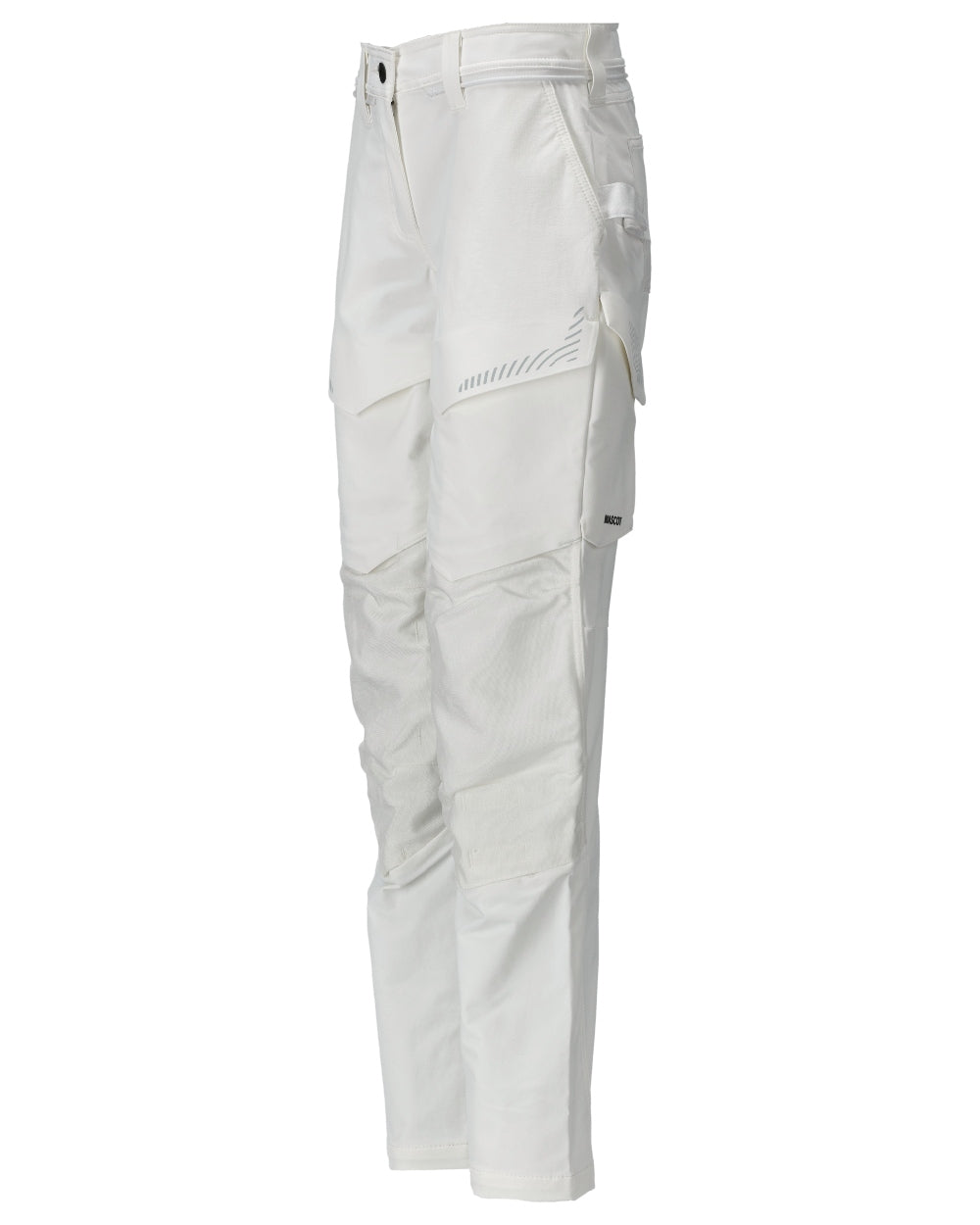 White Coloured Mascot Workwear Womens Customized Trousers With Kneepad Pockets on white background 