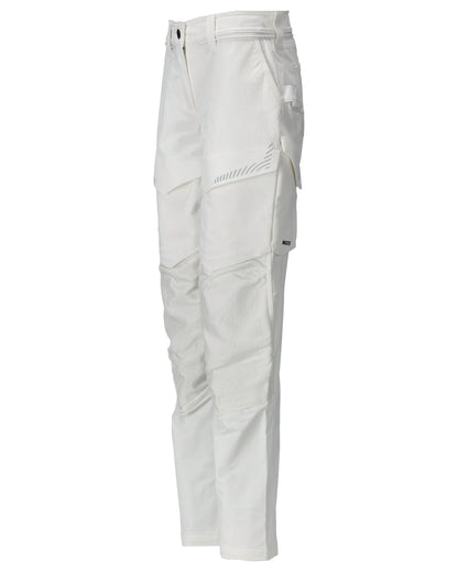 White Coloured Mascot Workwear Womens Customized Trousers With Kneepad Pockets on white background 