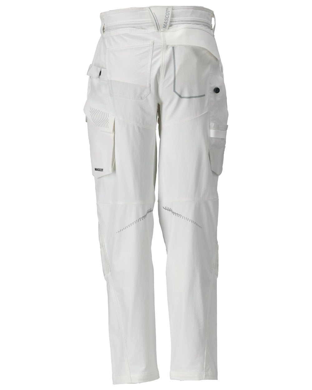White Coloured Mascot Workwear Womens Customized Trousers With Kneepad Pockets on white background 