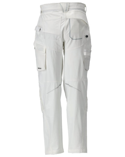 White Coloured Mascot Workwear Womens Customized Trousers With Kneepad Pockets on white background 