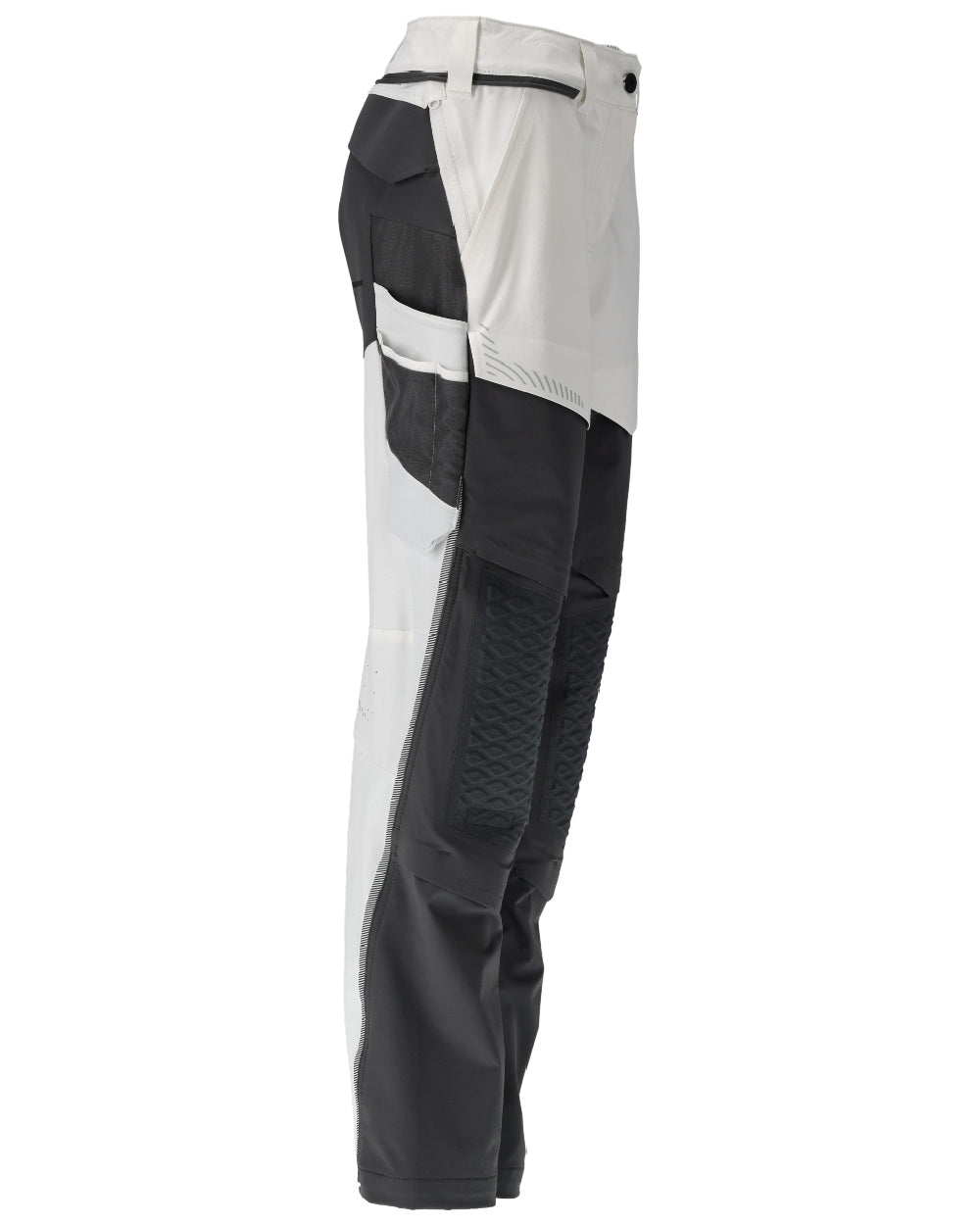 White Stone Grey Coloured Mascot Workwear Womens Customized Water Repellent Trousers With Kneepad Pockets on white background 