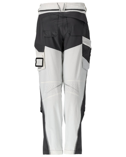 White Stone Grey Coloured Mascot Workwear Womens Customized Water Repellent Trousers With Kneepad Pockets on white background 