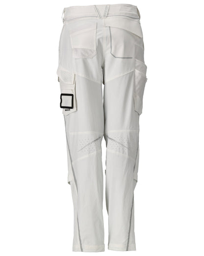White Coloured Mascot Workwear Womens Customized Water Repellent Trousers With Kneepad Pockets on white background 