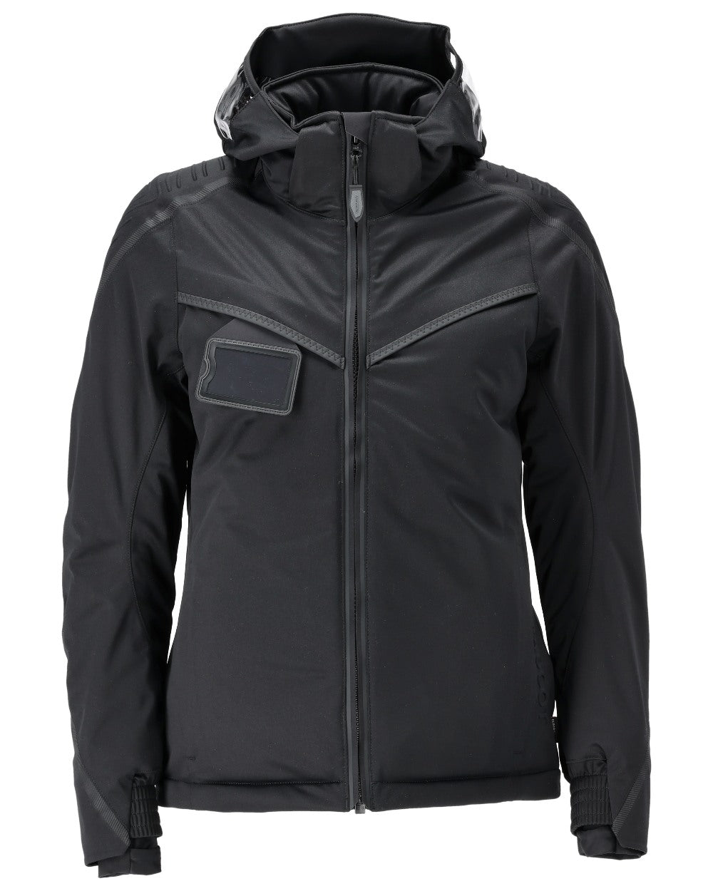 Black Coloured Mascot Workwear Womens Customized Waterproof Winter Jacket on white background 