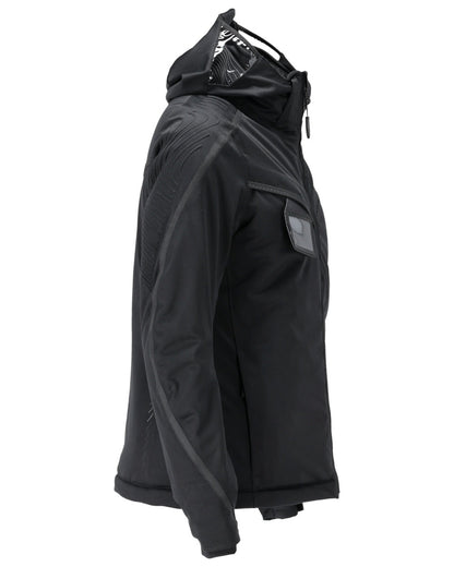 Black Coloured Mascot Workwear Womens Customized Waterproof Winter Jacket on white background 