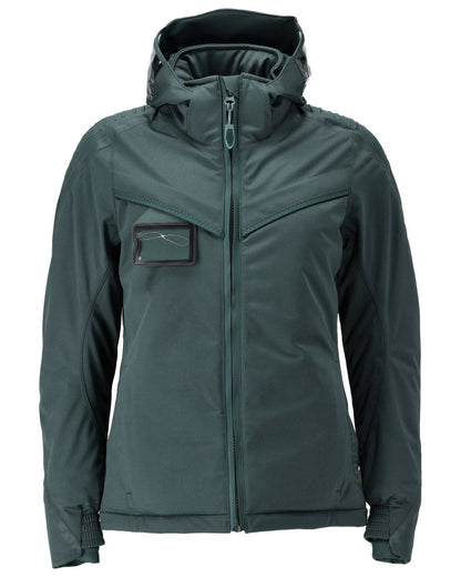 Forest Green Coloured Mascot Workwear Womens Customized Waterproof Winter Jacket on white background 