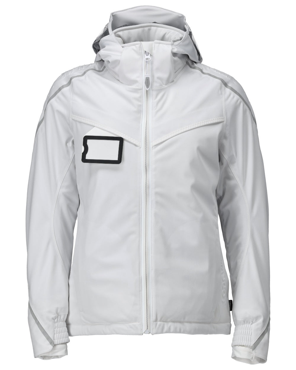 White Coloured Mascot Workwear Womens Customized Waterproof Winter Jacket on white background 