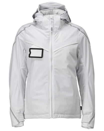 White Coloured Mascot Workwear Womens Customized Waterproof Winter Jacket on white background 
