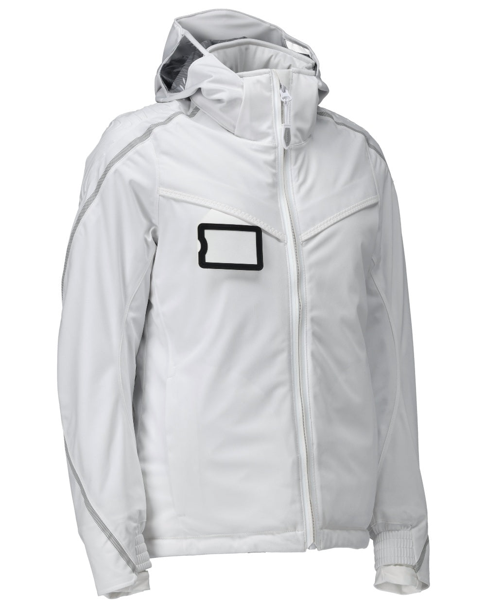 White Coloured Mascot Workwear Womens Customized Waterproof Winter Jacket on white background 
