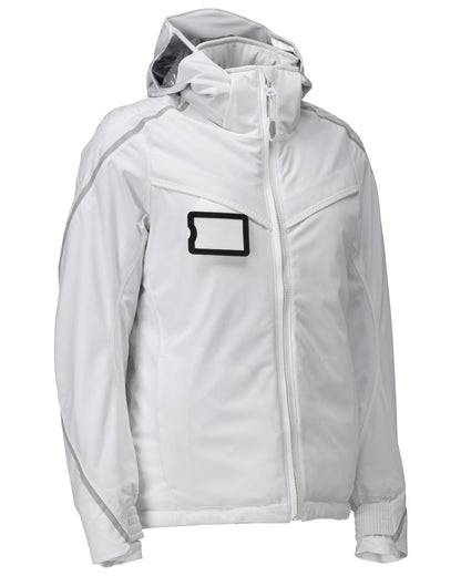 White Coloured Mascot Workwear Womens Customized Waterproof Winter Jacket on white background 