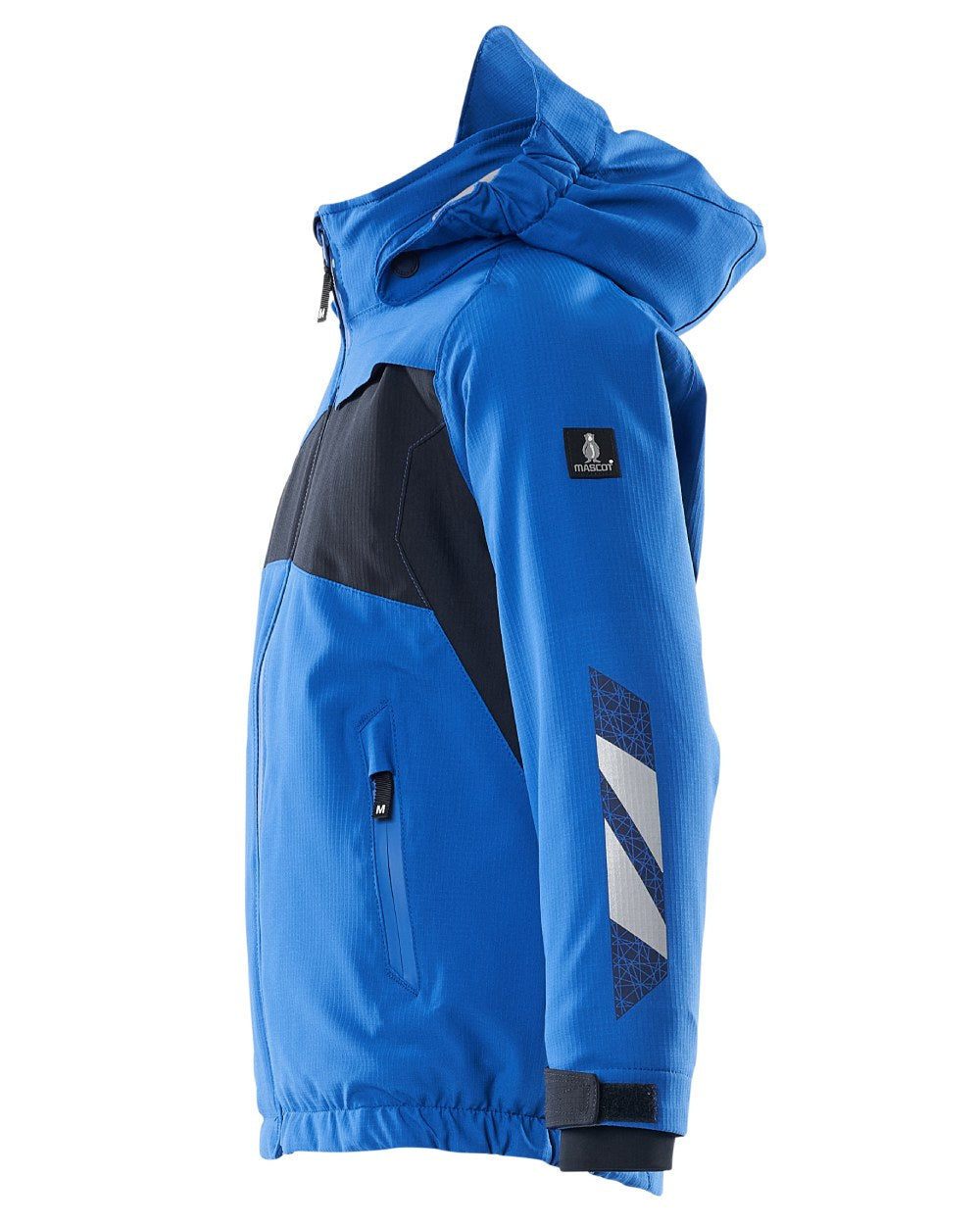 Azure Blue Dark Navy coloured Mascot Workwear Accelerate Childrens Winter Jacket on white background 