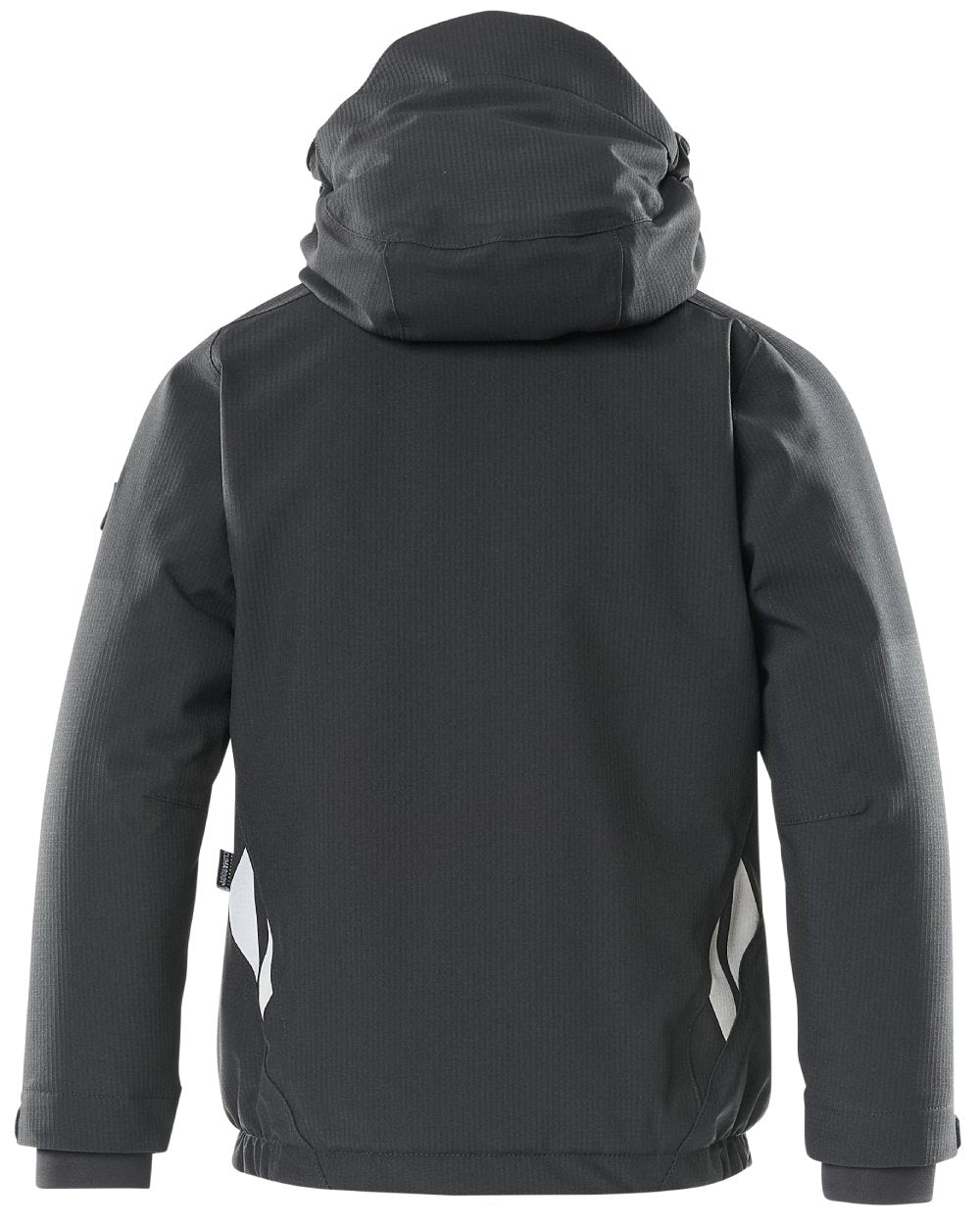 Black coloured Mascot Workwear Accelerate Childrens Winter Jacket on white background 