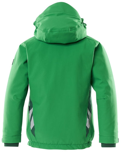 Grass Green coloured Mascot Workwear Accelerate Childrens Winter Jacket on white background 