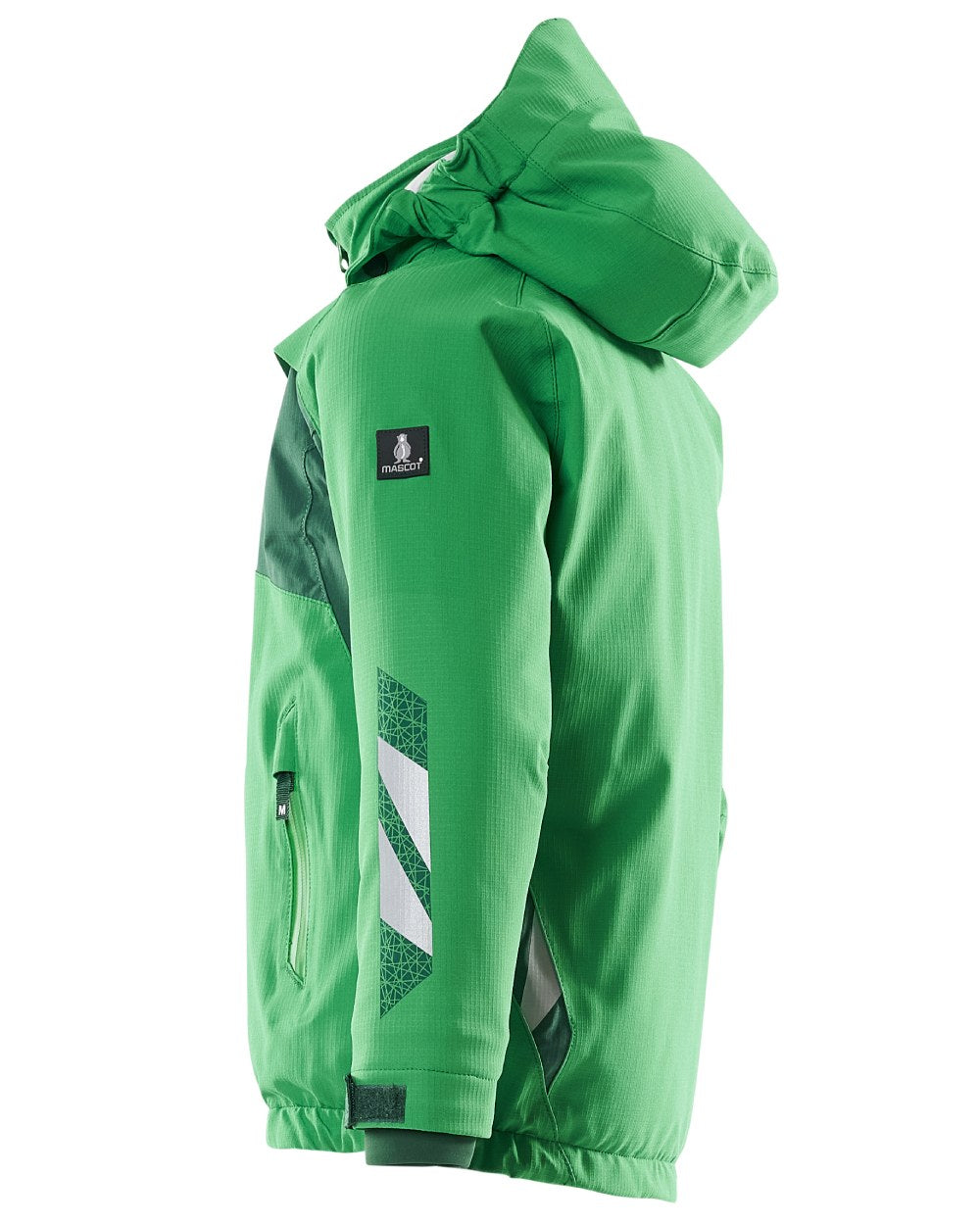 Grass Green coloured Mascot Workwear Accelerate Childrens Winter Jacket on white background 
