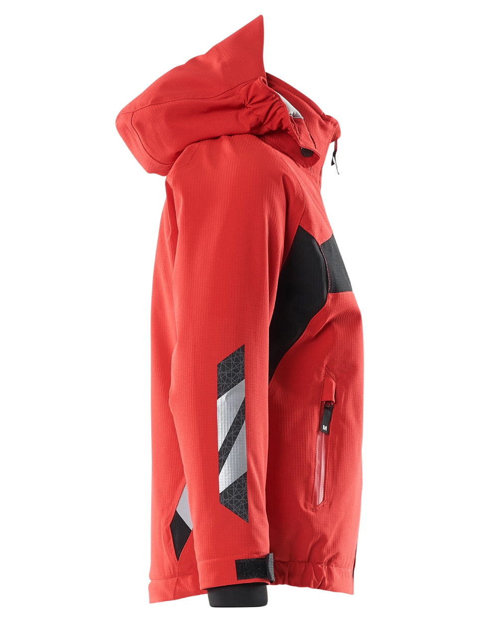 Traffic Red Black coloured Mascot Workwear Accelerate Childrens Winter Jacket on white background 