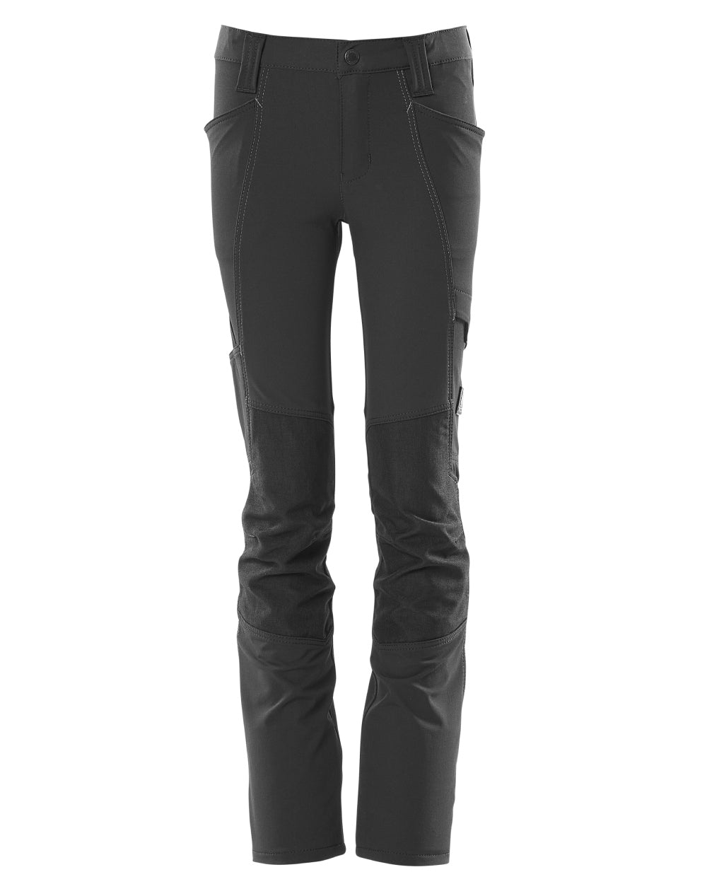 Black coloured Mascot Workwear Childrens Accelerate Pants on white background 