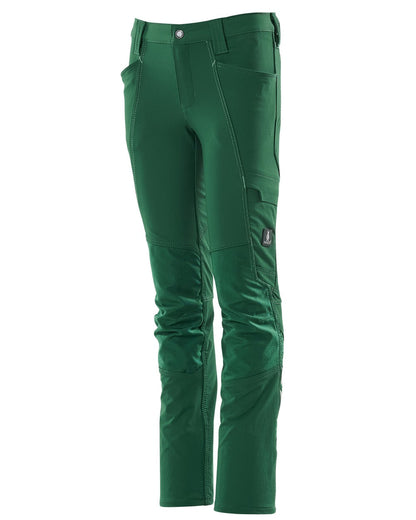 Green coloured Mascot Workwear Childrens Accelerate Pants on white background 