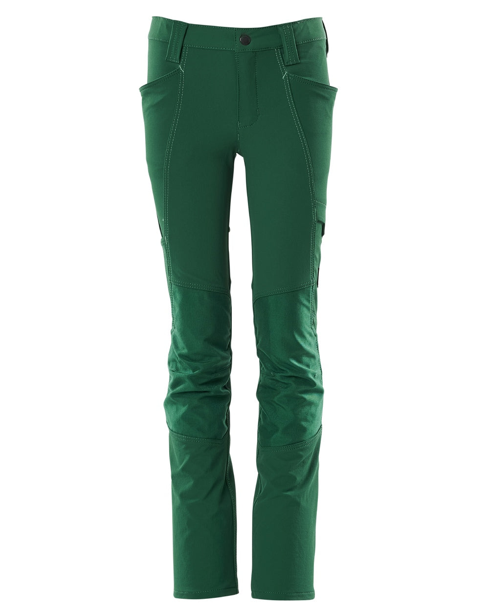 Green coloured Mascot Workwear Childrens Accelerate Pants on white background 