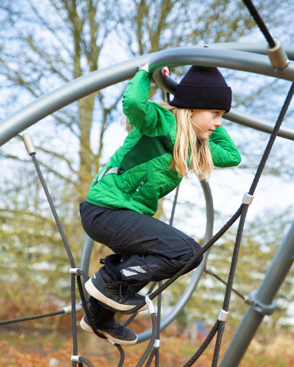 Grass Green coloured Mascot Workwear Childrens Accelerate Water Repellent Jacket on park background 