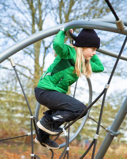 Grass Green coloured Mascot Workwear Childrens Accelerate Water Repellent Jacket on park background 